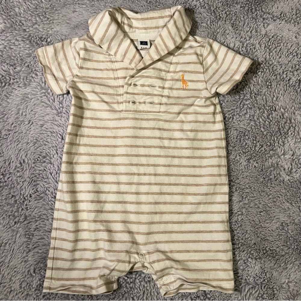Janie and Jack Stripped Giraffe Romper Sz-6 to 12 months